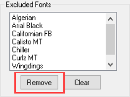 Click the font you want to bring back and choose Remove